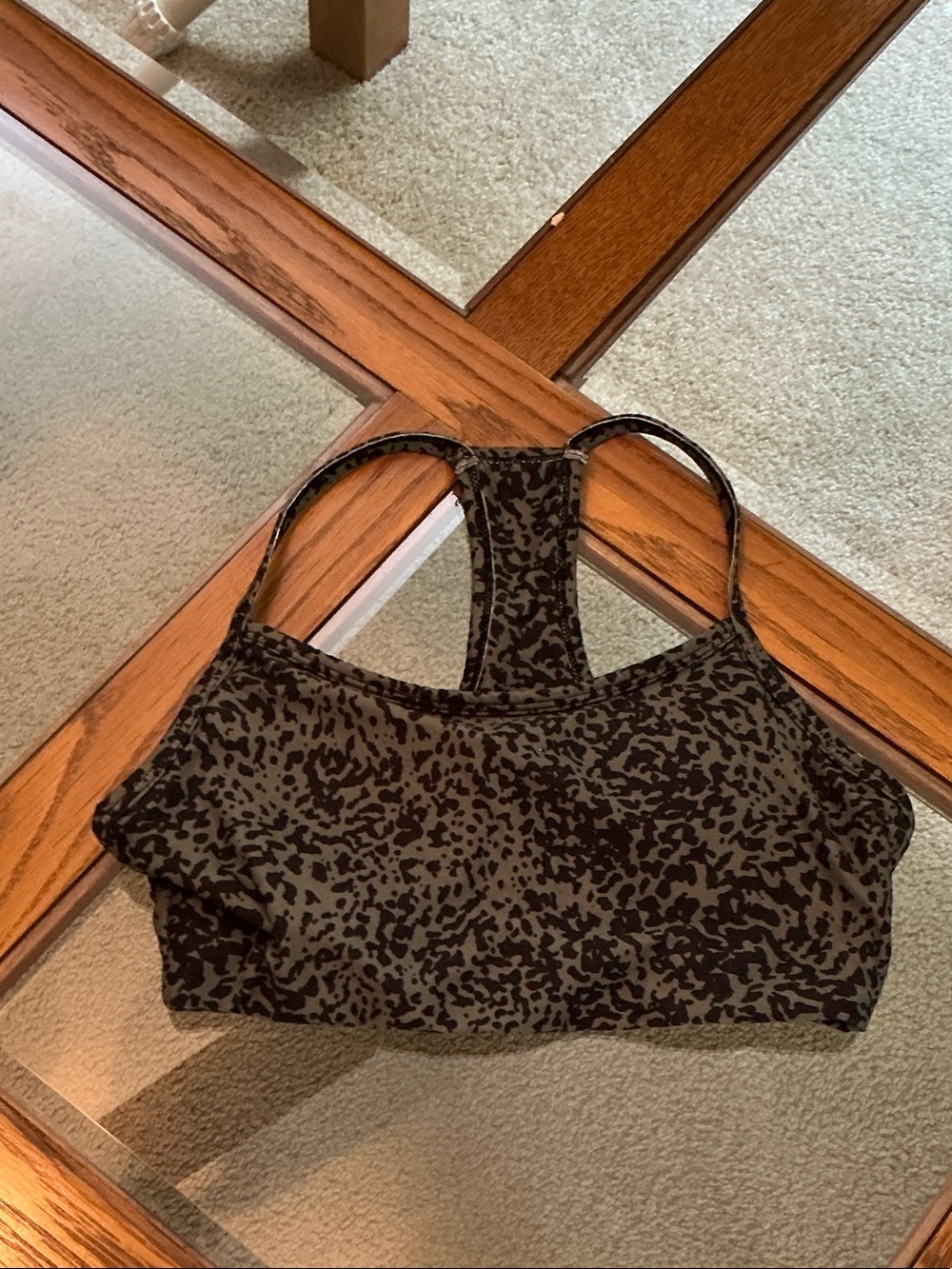 Leopard Print Racerback Bralette - Olive/Brown